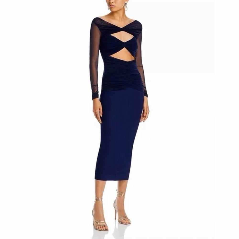 Chiara Boni La Petite Robe Leitha Cutout Mixed Media Sheath Dress